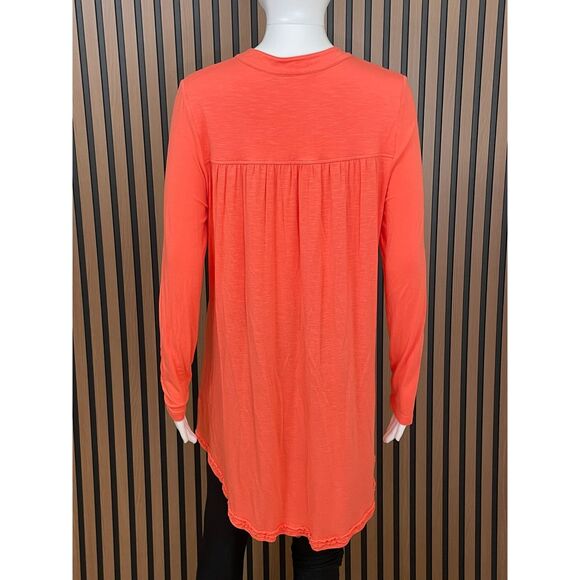 Soft Surroundings Graciela Women's Top Shirt Tunic Button Up Split Neck M Orange - Picture 2 of 9
